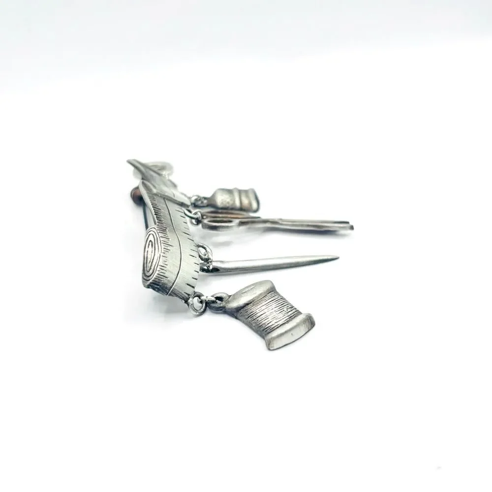 Silver Seamstress Charm Brooch